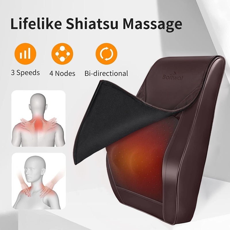 Boriwat Back Massager Neck Massager with Heat, Shiatsu Massage Pillow for Pain Relief, Massagers for Neck and Back, Shoulder, Leg, Christmas Gifts for Men Women Mom Dad, Stress Relax at Home Office and Car - Image 4